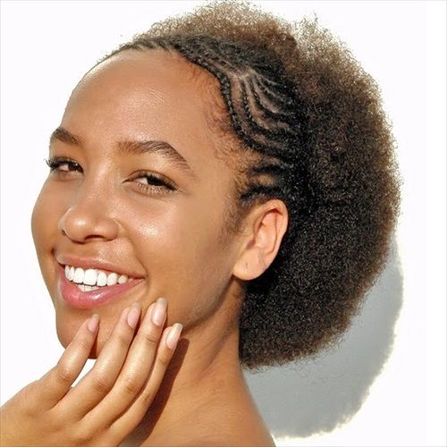 African American woman with natural hairstyle in Afro Puff